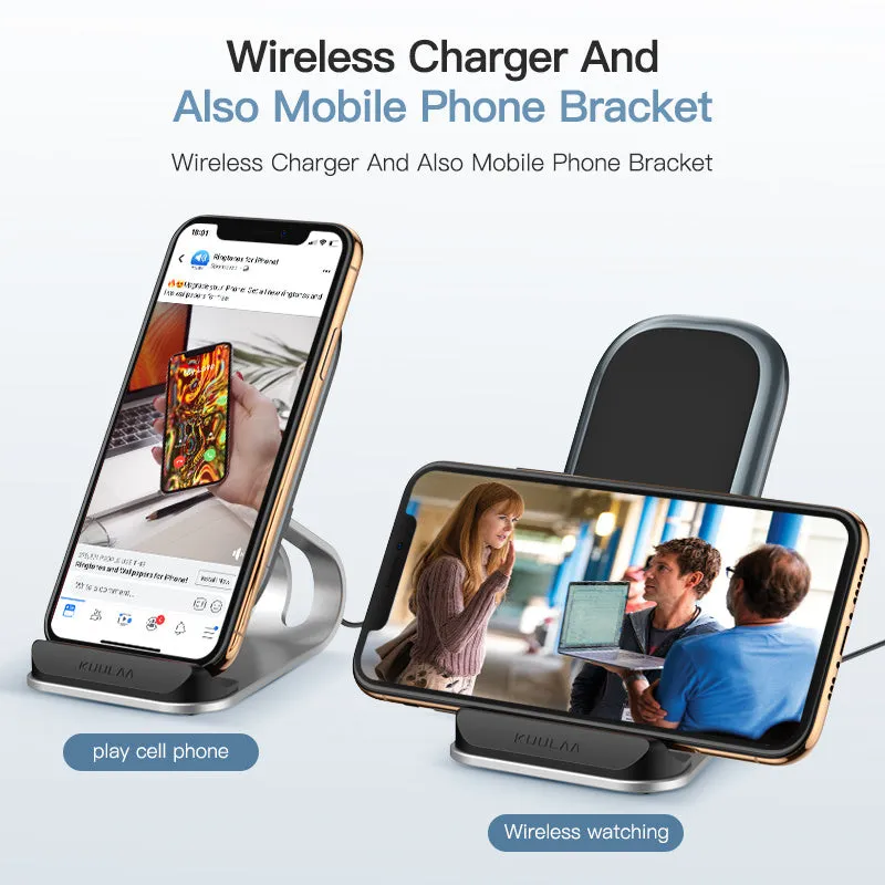 Kuulaa KL-021 fast wireless charger in black with Type-C port and charging area