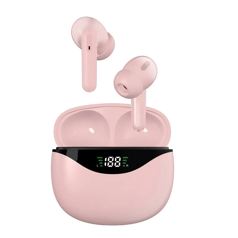Bluetooth headset with digital display, touch controls, stereo earbuds in black colour