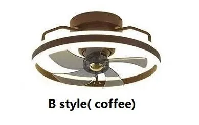 Modern white ceiling fan with integrated light and five blades, shown installed on a ceiling.
