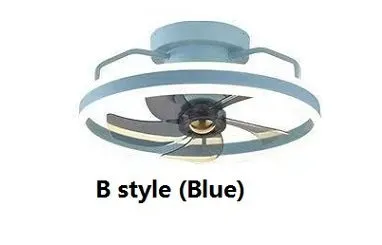 Modern white ceiling fan with integrated light and five blades, shown installed on a ceiling.