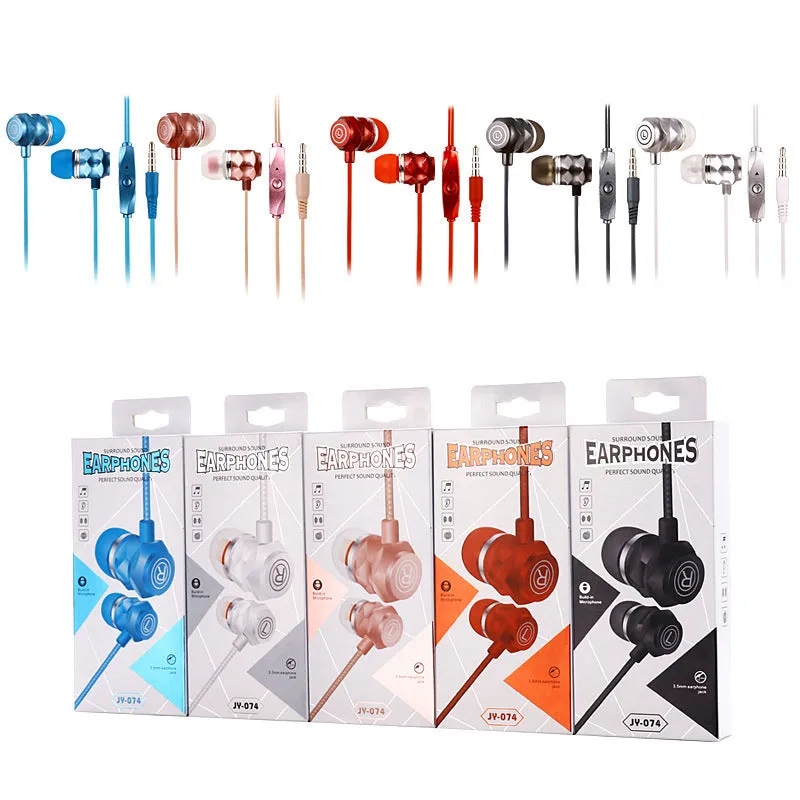 Wired in-ear headphones with microphone for PC, 3.5mm plug, black colour, 1.8m cable