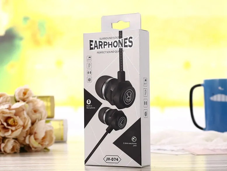 Wired in-ear headphones with microphone for PC, 3.5mm plug, black colour, 1.8m cable