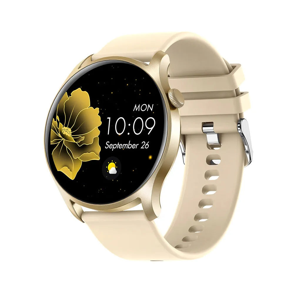 Smart watch with heart rate and blood pressure monitoring on silicone strap