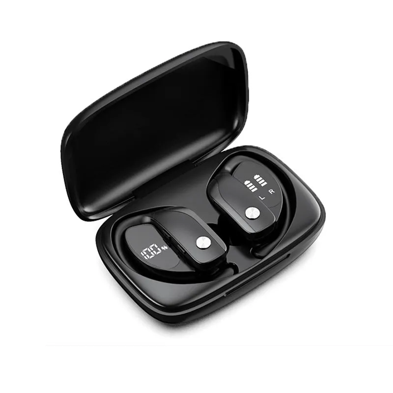 NVAHVA Bluetooth wireless earbuds in black with hanging ear design for sport true wireless stereo
