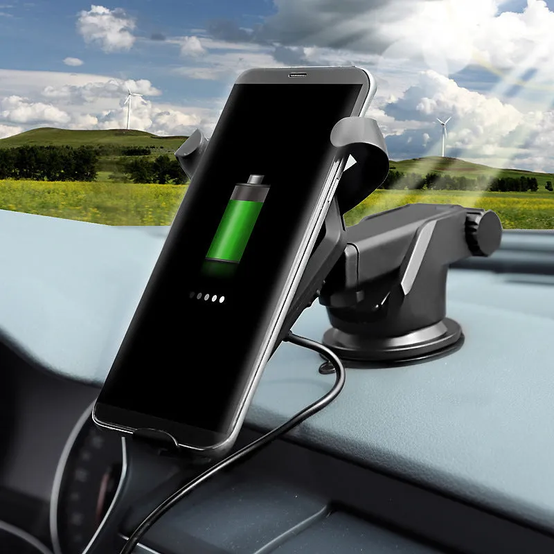 Black car wireless charger magic array with Micro USB input for vehicle charging