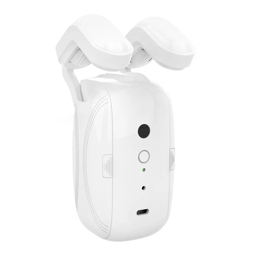 White WiFi smart curtain robot for Roman rod rails with 4000mAh battery and USB charging