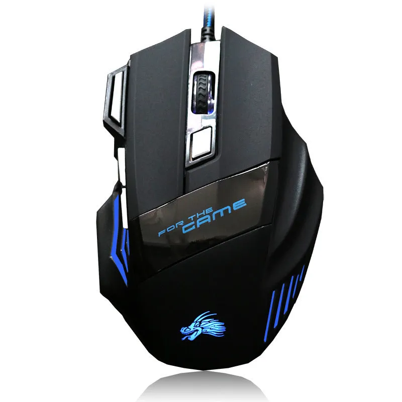Betas wired optical gaming mouse with seven buttons, colourful glowing lights, and USB cable for desktop PC gaming