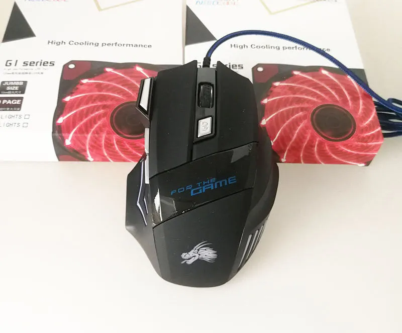 Betas wired optical gaming mouse with seven buttons, colourful glowing lights, and USB cable for desktop PC gaming