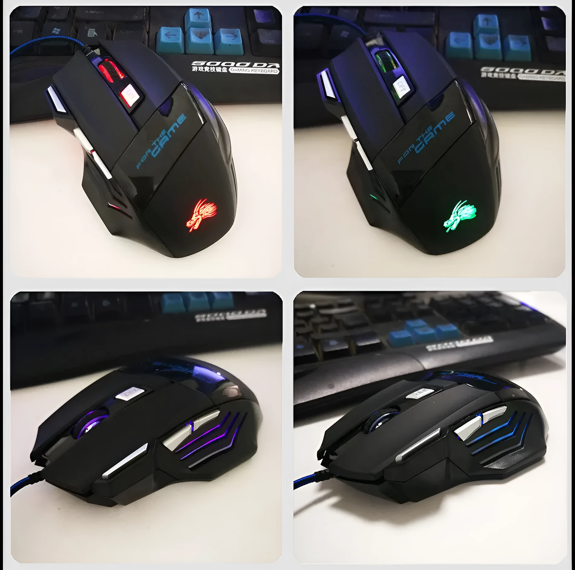 Betas wired optical gaming mouse with seven buttons, colourful glowing lights, and USB cable for desktop PC gaming
