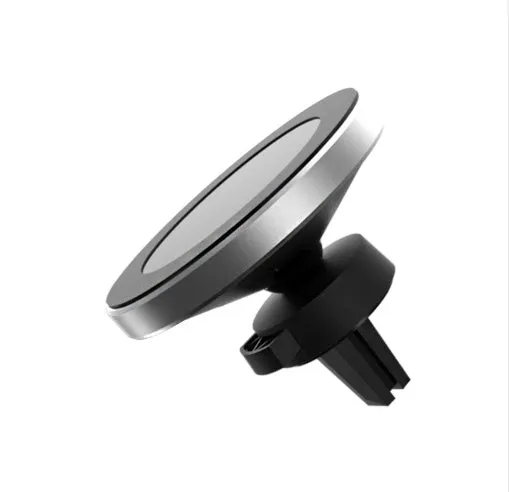 Car magnetic wireless charger Model W5 with clamping mechanism and USB interface for dashboard mounting