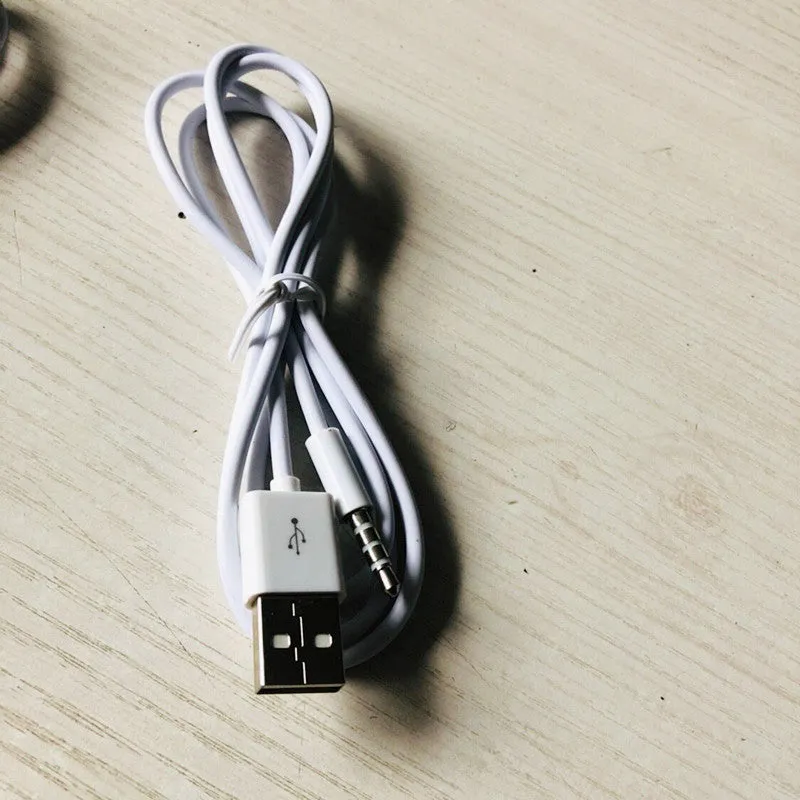 White USB male to audio adapter cable with nickel-plated connectors, 1 metre length