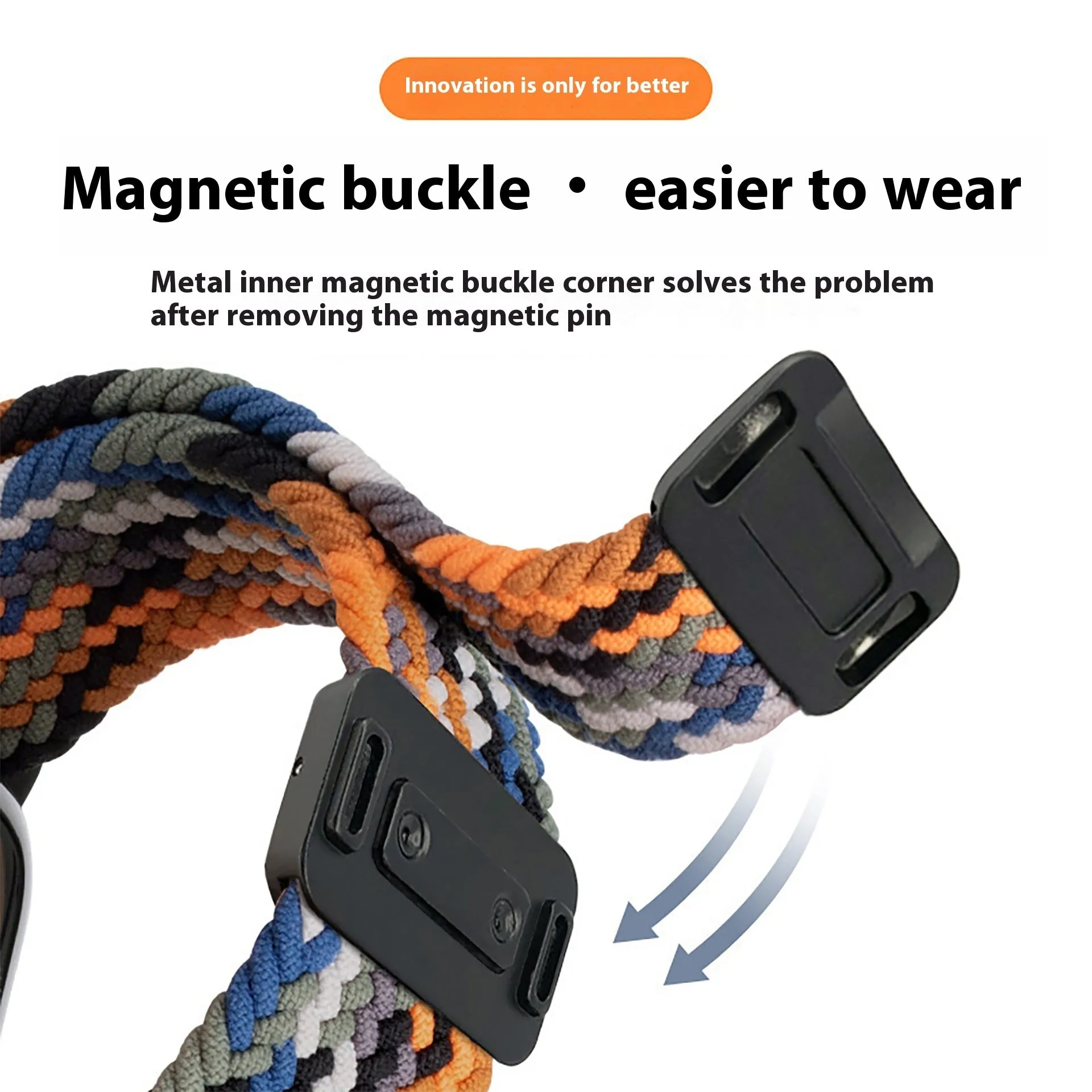 Nylon woven sports bracelet strap in obsidian black for Whoop 4.0 and 5.0, 22mm width with Velcro closure