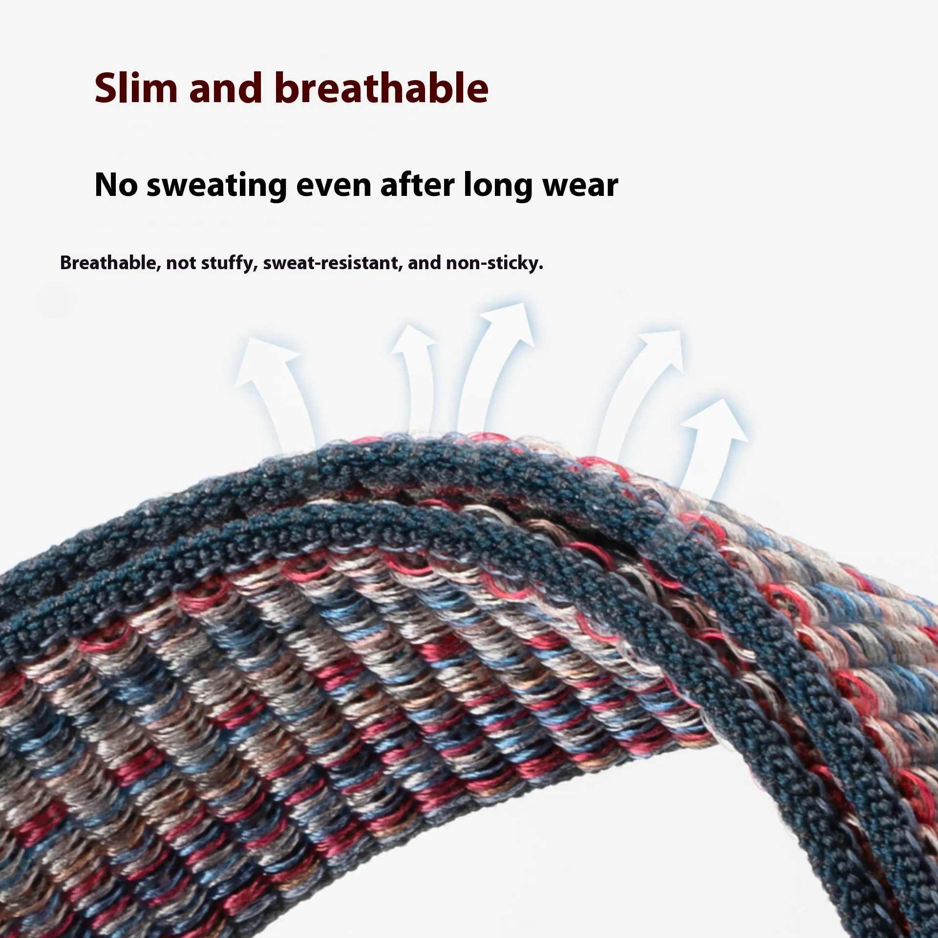 Nylon woven sports bracelet strap in obsidian black for Whoop 4.0 and 5.0, 22mm width with Velcro closure