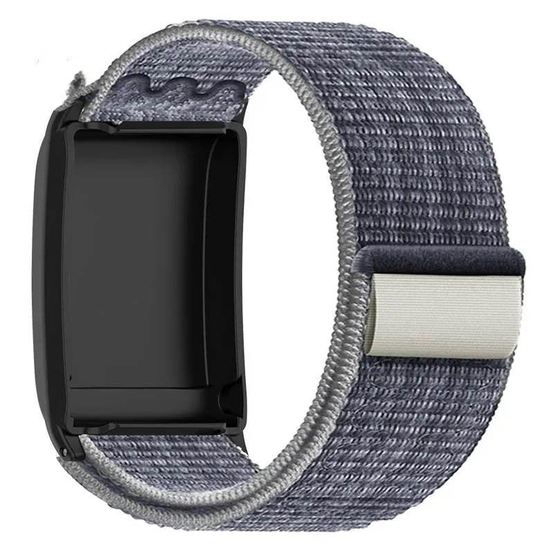 Nylon woven sports bracelet strap in obsidian black for Whoop 4.0 and 5.0, 22mm width with Velcro closure