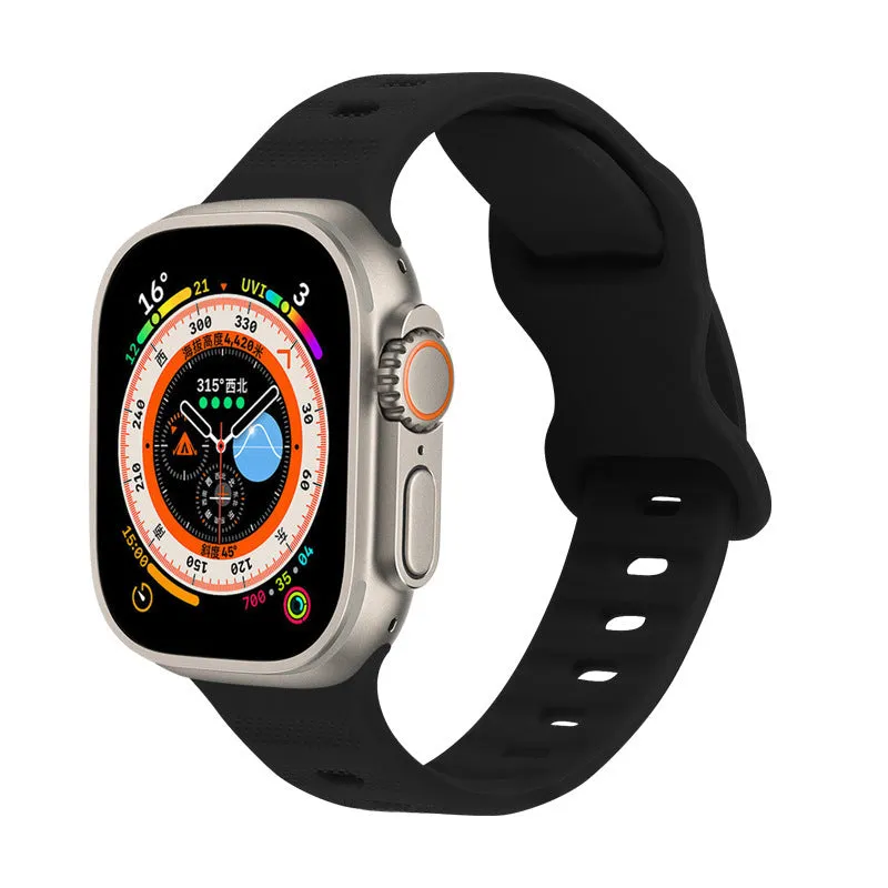 Solid colour monochrome silicone watch strap for Apple Watch 38mm to 49mm in assorted colours
