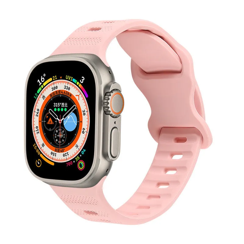 Solid colour monochrome silicone watch strap for Apple Watch 38mm to 49mm in assorted colours