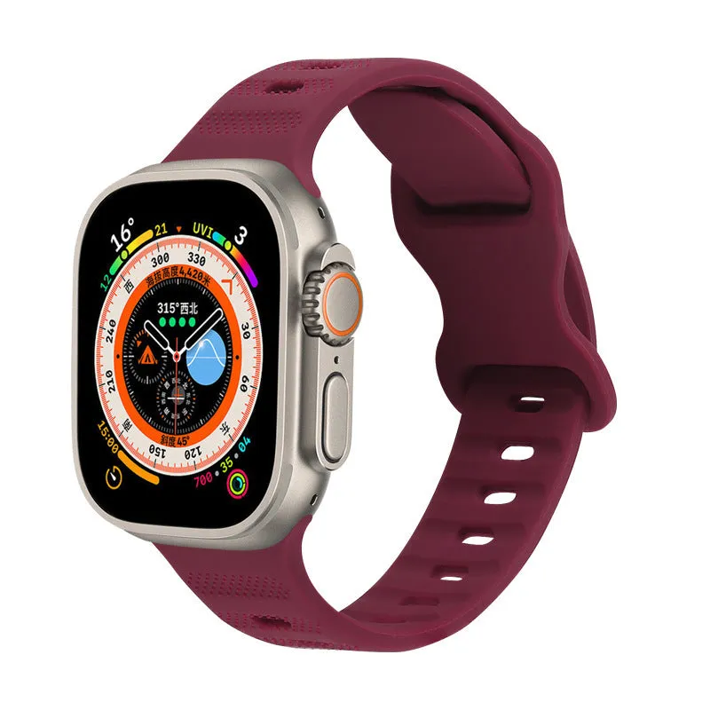 Solid colour monochrome silicone watch strap for Apple Watch 38mm to 49mm in assorted colours