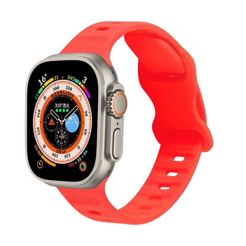 Solid colour monochrome silicone watch strap for Apple Watch 38mm to 49mm in assorted colours