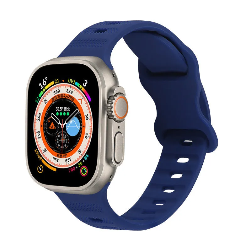 Solid colour monochrome silicone watch strap for Apple Watch 38mm to 49mm in assorted colours