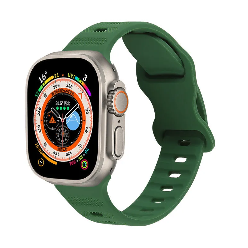 Solid colour monochrome silicone watch strap for Apple Watch 38mm to 49mm in assorted colours