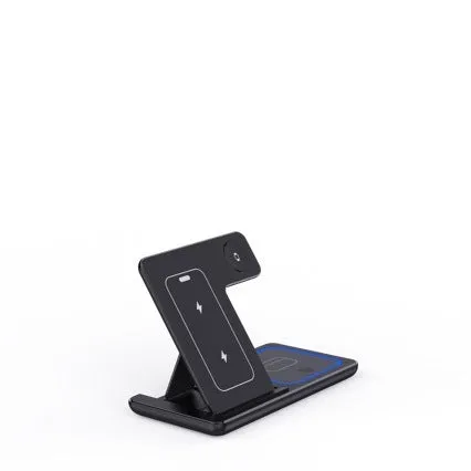 15W 3 in 1 LED fast wireless charger stand folding for iPhone, Apple Watch and AirPods