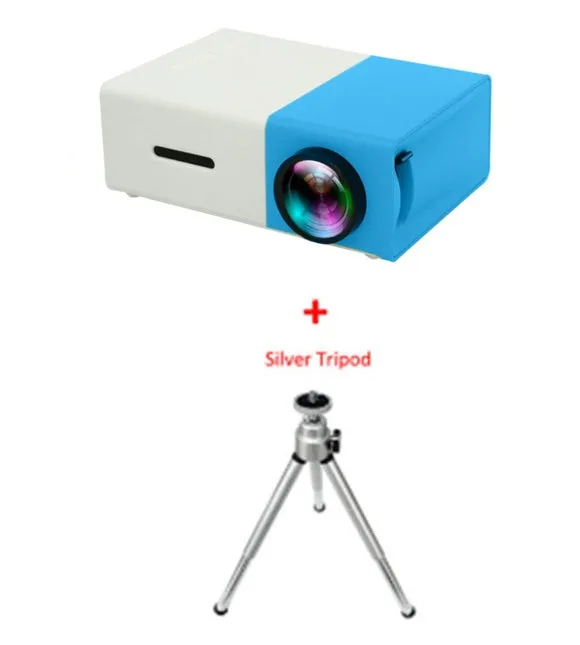 Yellow 1080p LED mini projector YG-300 with HDMI, USB, and TF card slots for portable home cinema