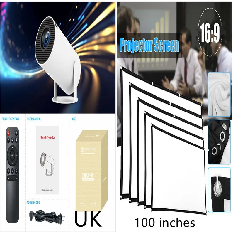 HY300 Pro Android portable projector with 170mm diameter compact design for home entertainment