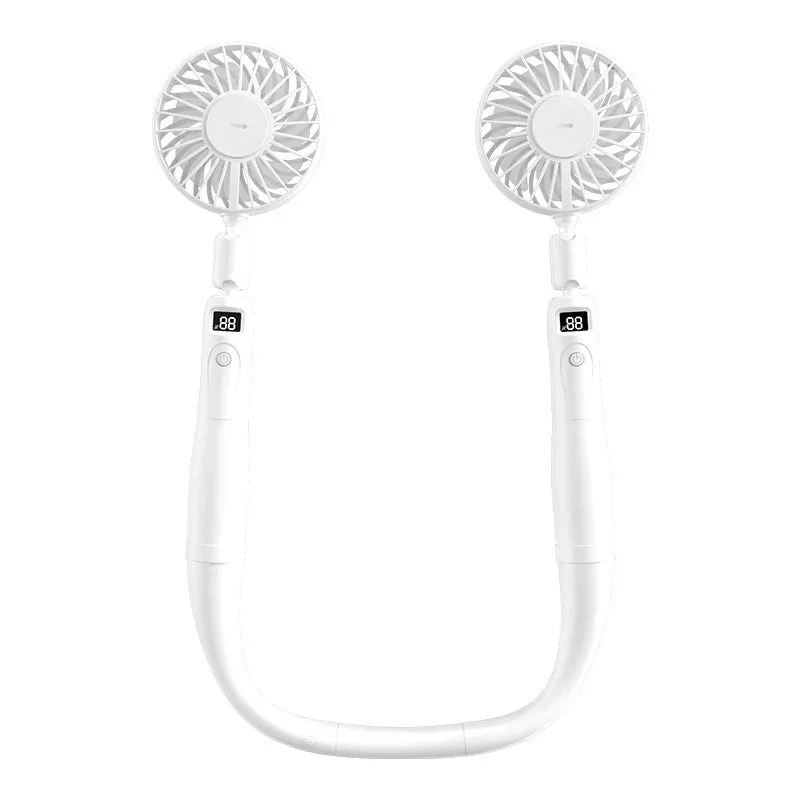 Rechargeable 3-in-1 mini fan in white with ABS and silicone build, 330mm length, 4000mAh battery