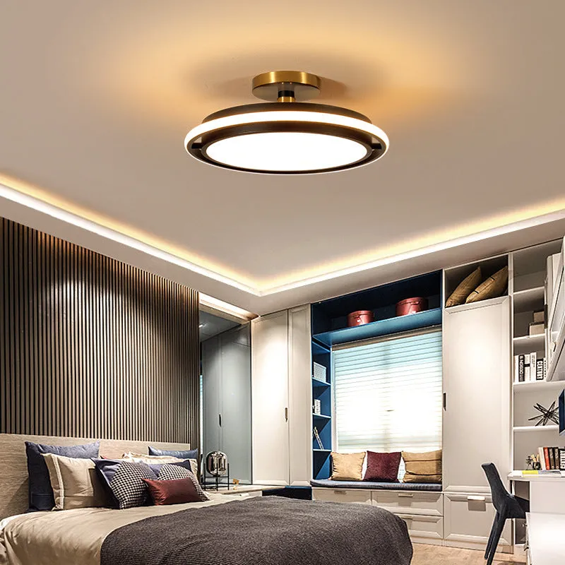 Round black gold LED ceiling light with electrodeless dimming in three sizes