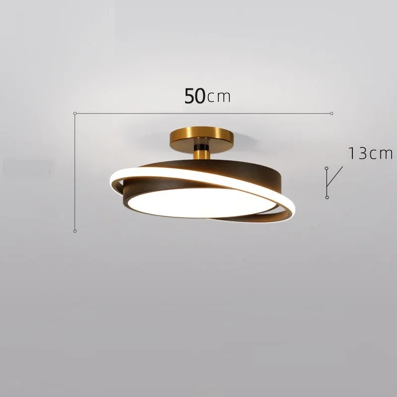 Round black gold LED ceiling light with electrodeless dimming in three sizes