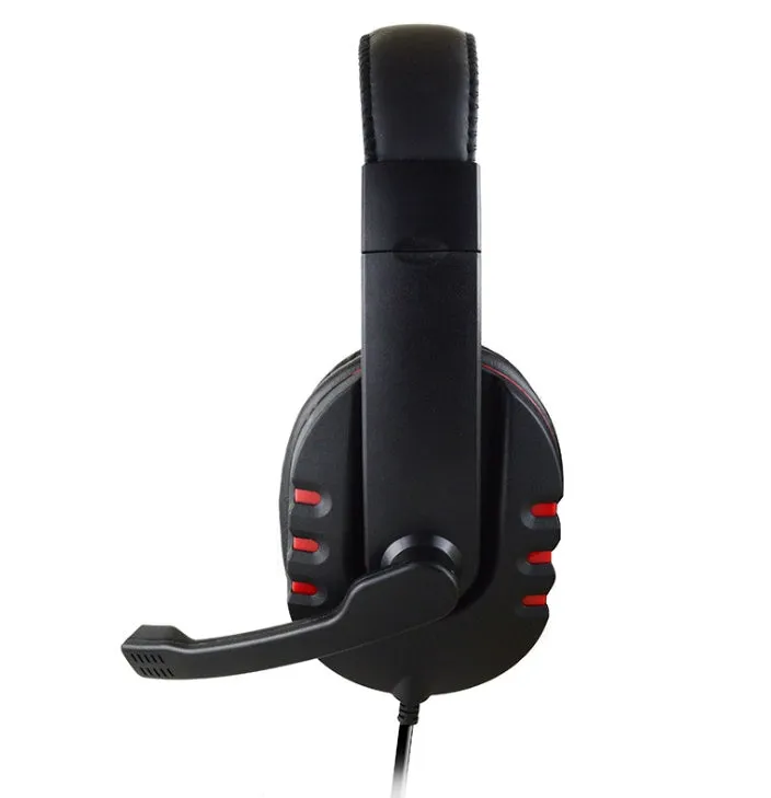 Warlord gaming headset wired with blue colour and soft PU leather earmuffs on black background