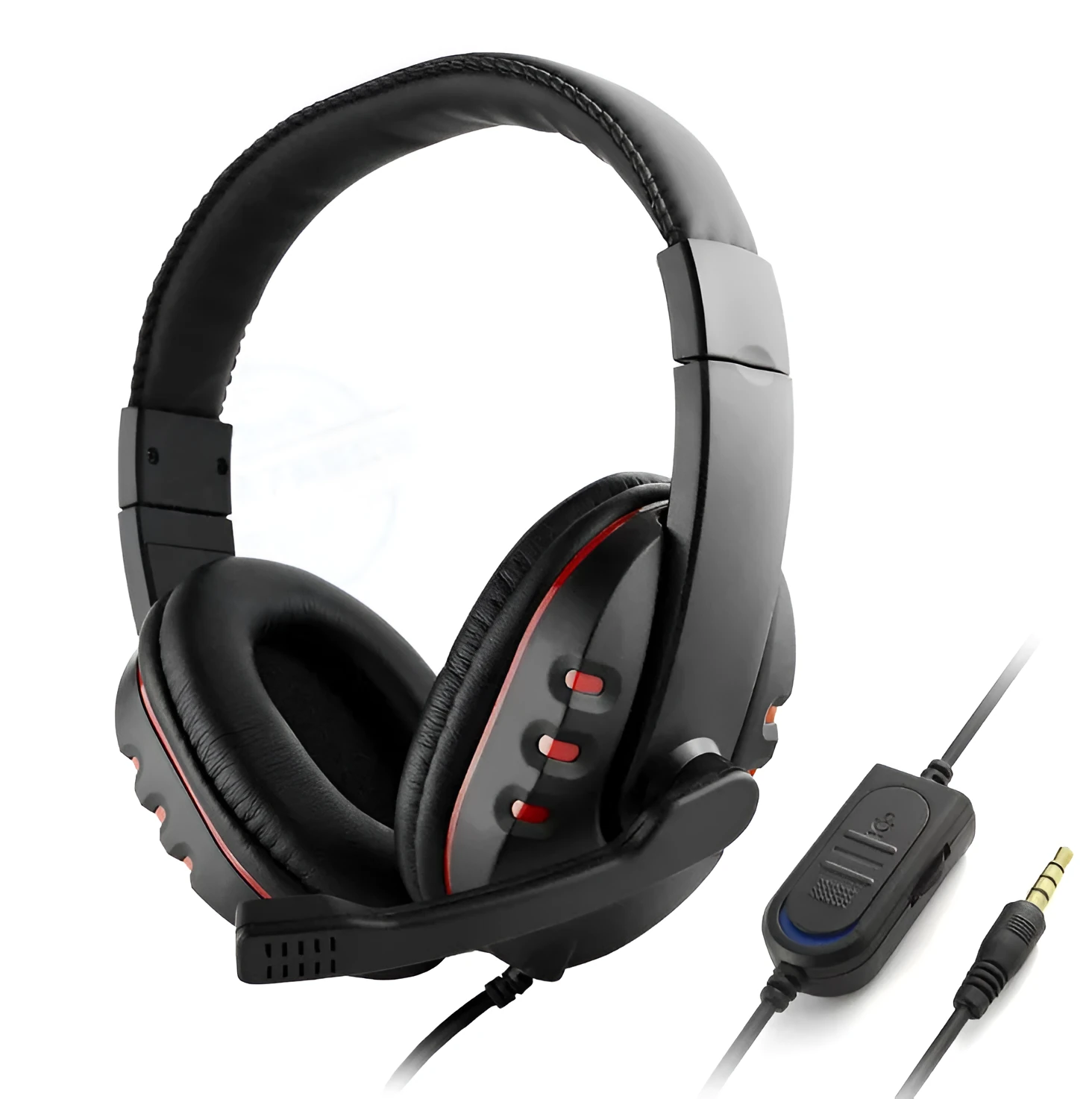 Warlord gaming headset wired with blue colour and soft PU leather earmuffs on black background