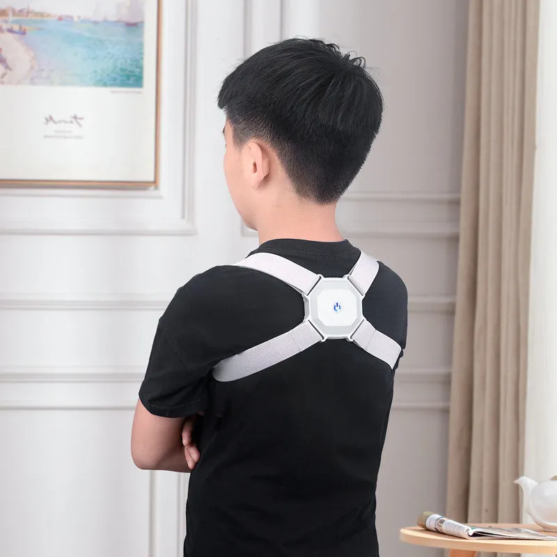 Smart posture corrector belt in gray packaging, adjustable for kids and adults, 210g