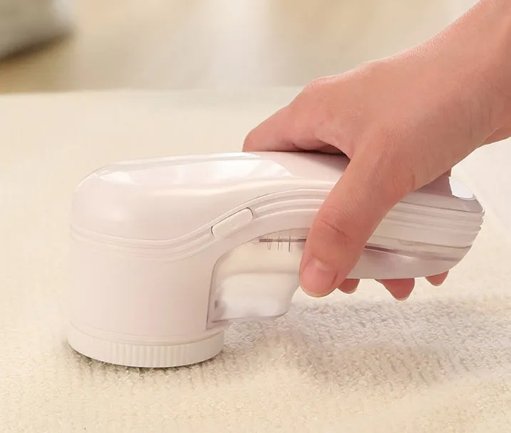White lint remover machine with USB charging, 4W motor, 500mAh battery, 250g weight