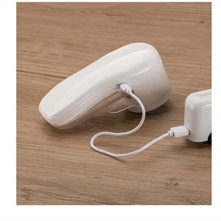 White lint remover machine with USB charging, 4W motor, 500mAh battery, 250g weight