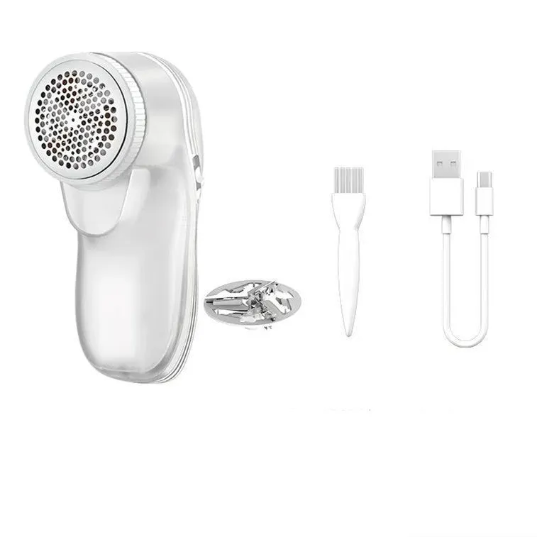 White lint remover machine with USB charging, 4W motor, 500mAh battery, 250g weight