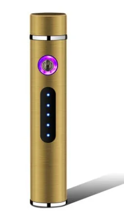 USB electronic cigarette lighter with metal cylindrical body, 8.4 x 1.4 cm, in black colour option