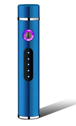 USB electronic cigarette lighter with metal cylindrical body, 8.4 x 1.4 cm, in black colour option