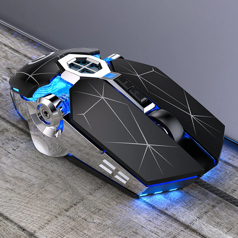 Wired gaming mouse in black with 7 buttons, USB cable, and adjustable DPI settings for desktop and notebook use