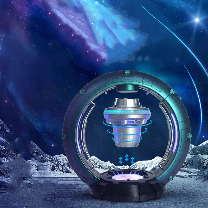 Magnetic levitation Bluetooth speaker UFO shape chameleon colour with breathing light on black base