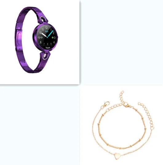 Women's smart watch with round 1.08-inch HD LCD screen and stainless steel strap, rose gold finish
