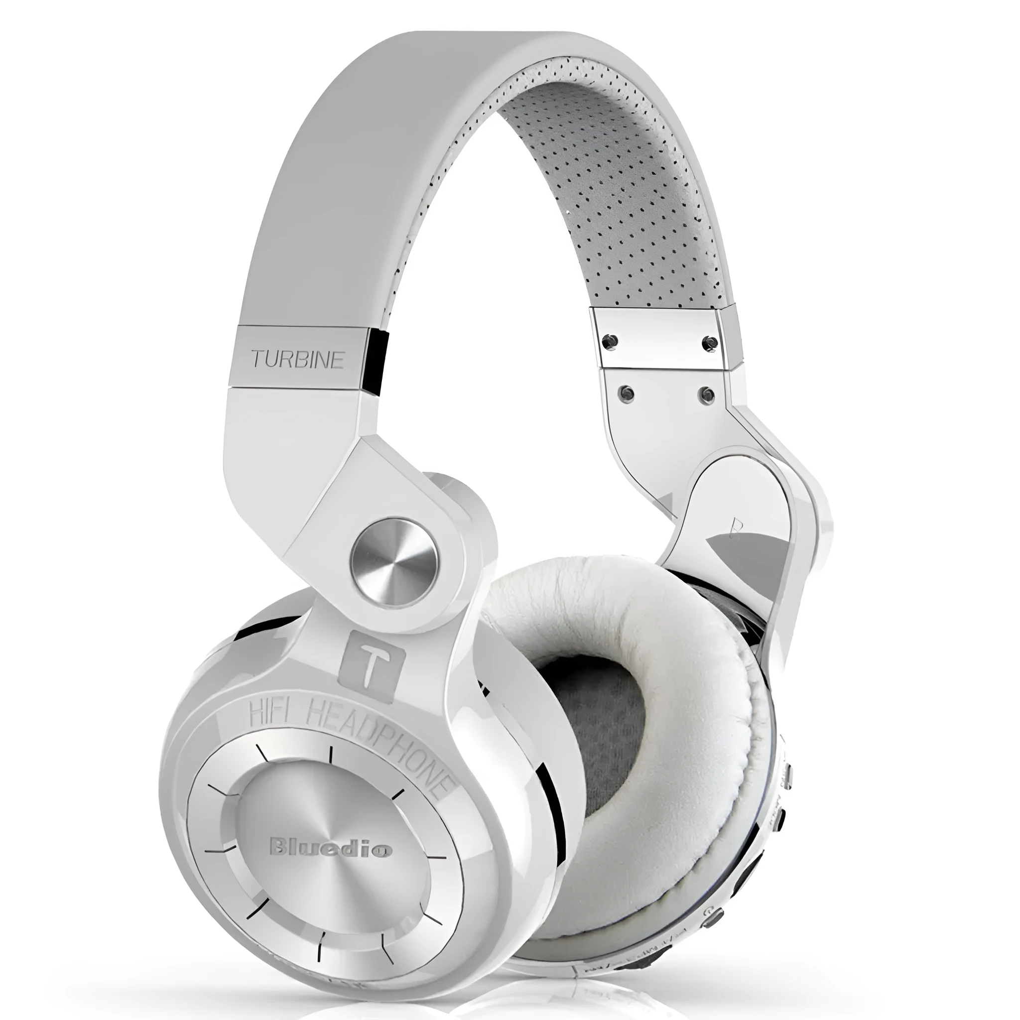 Black Bluetooth stereo headset with over-ear design shown on a white background.