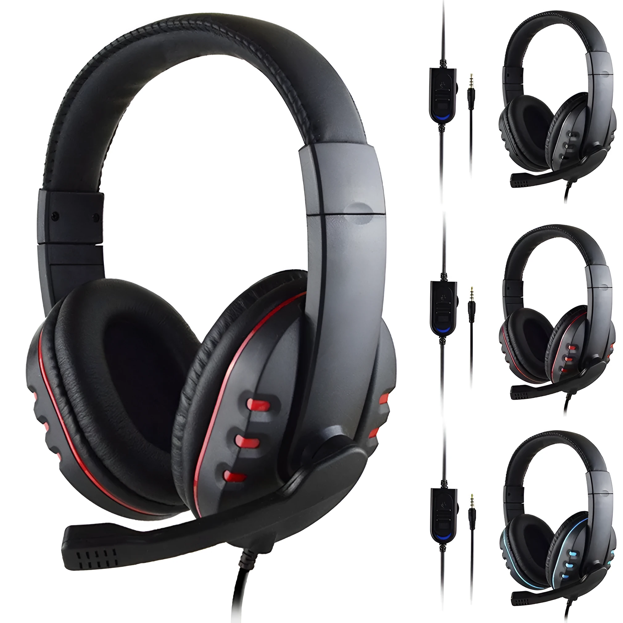 PlayStation 4 wired gaming headset PS4-488 with leather ear cushions and 3.5mm cable in blue