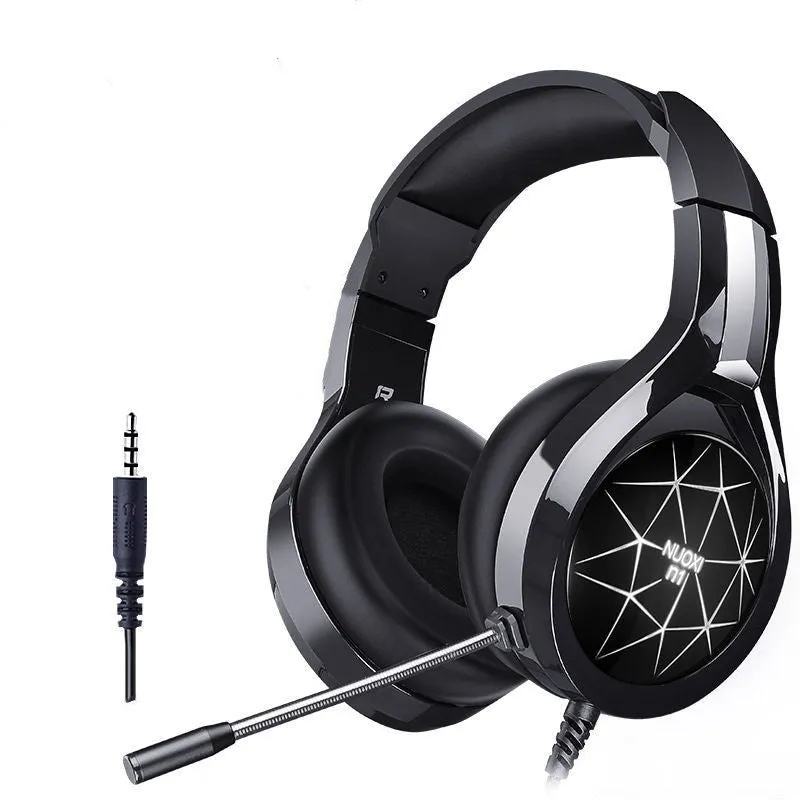Wired gaming headset with microphone, memory foam ear cushions, and adjustable headband