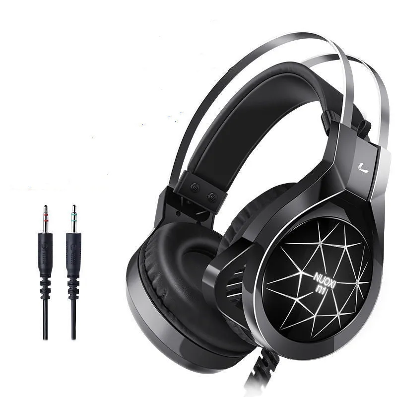 Wired gaming headset with microphone, memory foam ear cushions, and adjustable headband