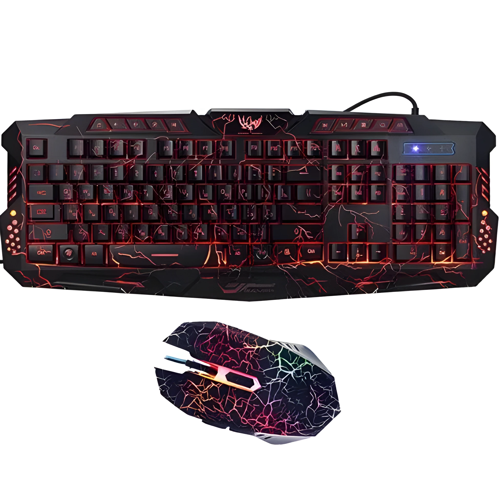 J10 wired gaming keyboard set with tricolor backlight black colour Russian layout includes black mouse