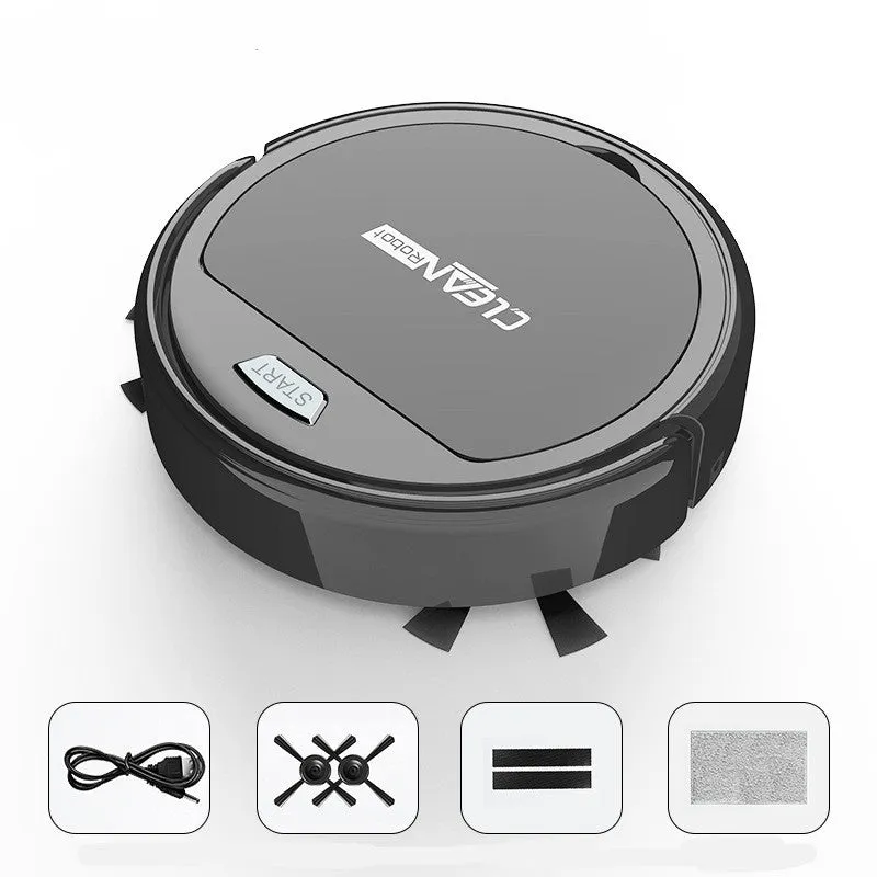 Smart robot vacuum cleaner with mopping function, black ABS body, and spray humidification feature