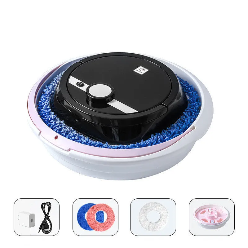 Smart robot vacuum cleaner with mopping function, black ABS body, and spray humidification feature