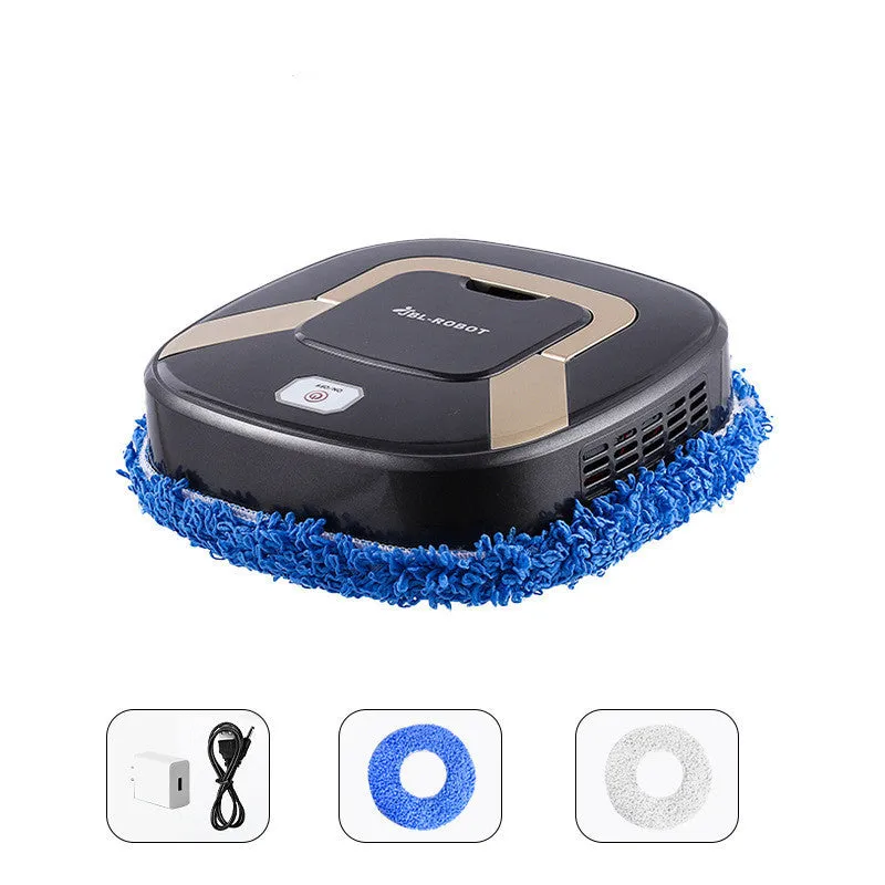 Smart robot vacuum cleaner with mopping function, black ABS body, and spray humidification feature
