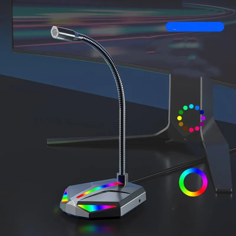 USB computer microphone moving coil all-directional pickup 2-channel stereo desktop stand gaming voice